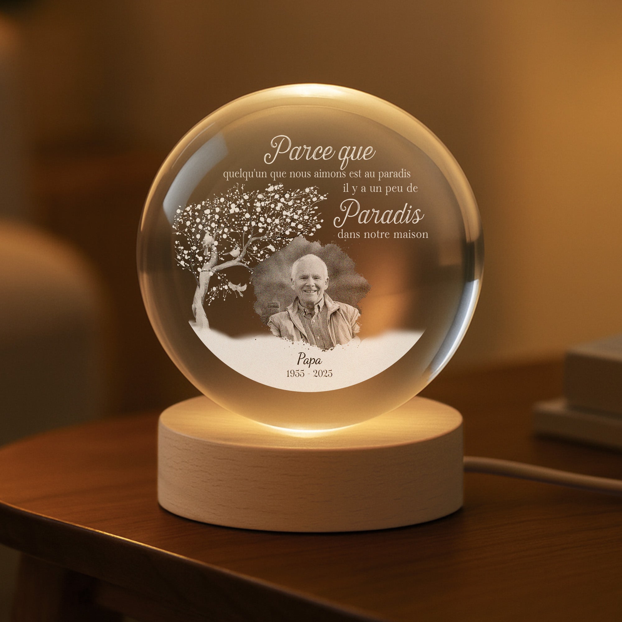 4126LFR2 veilleuse boule de cristal personnalisee photo commemorative de papa maman peu de paradis 4126ltl5a_08e15e23 fdd8 4983 9e26 6f62fff37d58