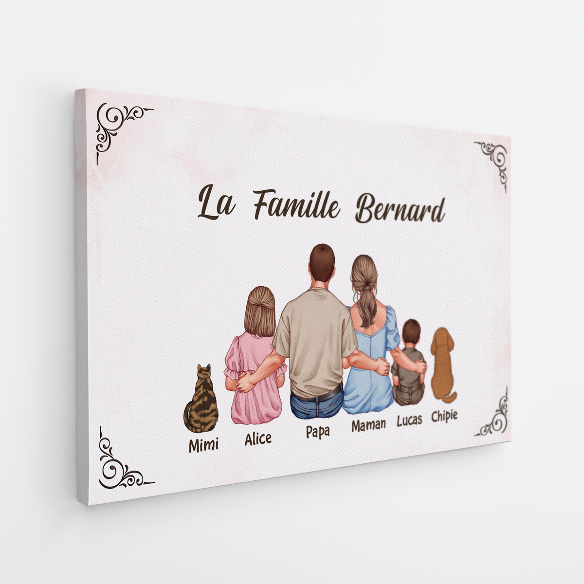 Toile Famille Personnalisée – La Famille Vue De Dos - Cadeau Plus