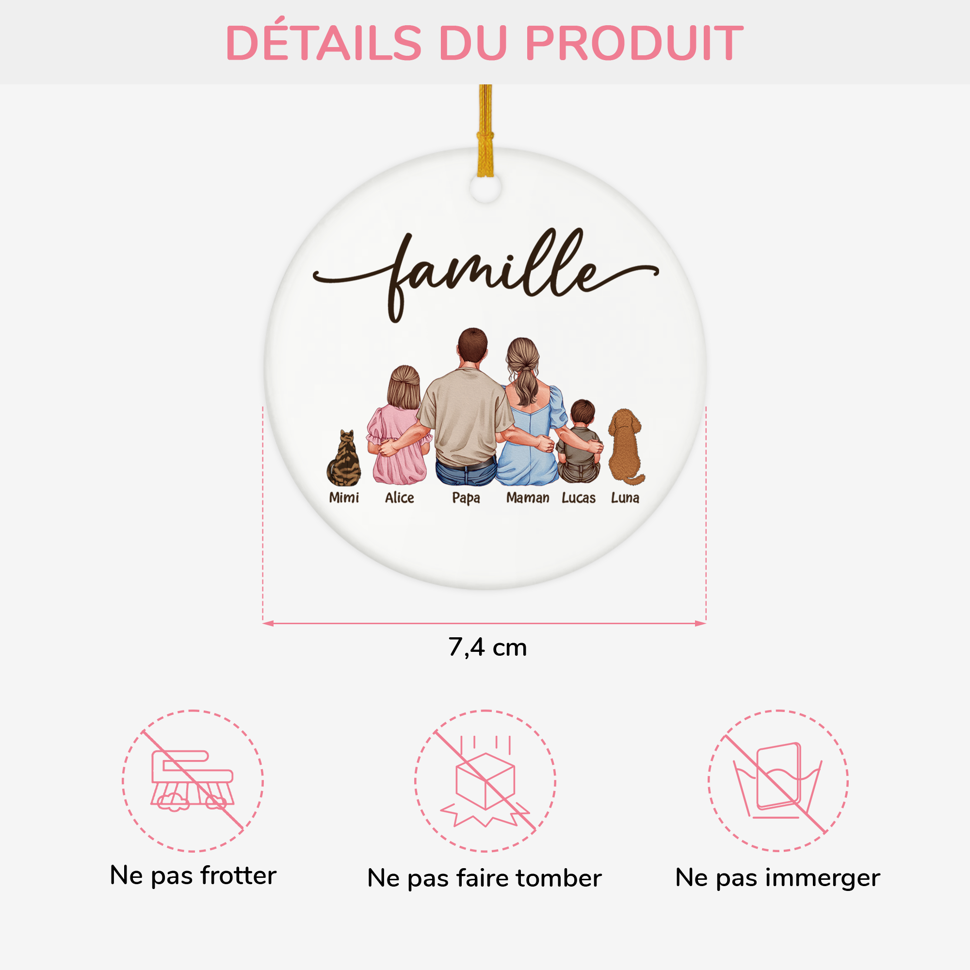 4130OFR3 ornement ceramique personnalise avec parents la famille vue de dos 4130o6t5i