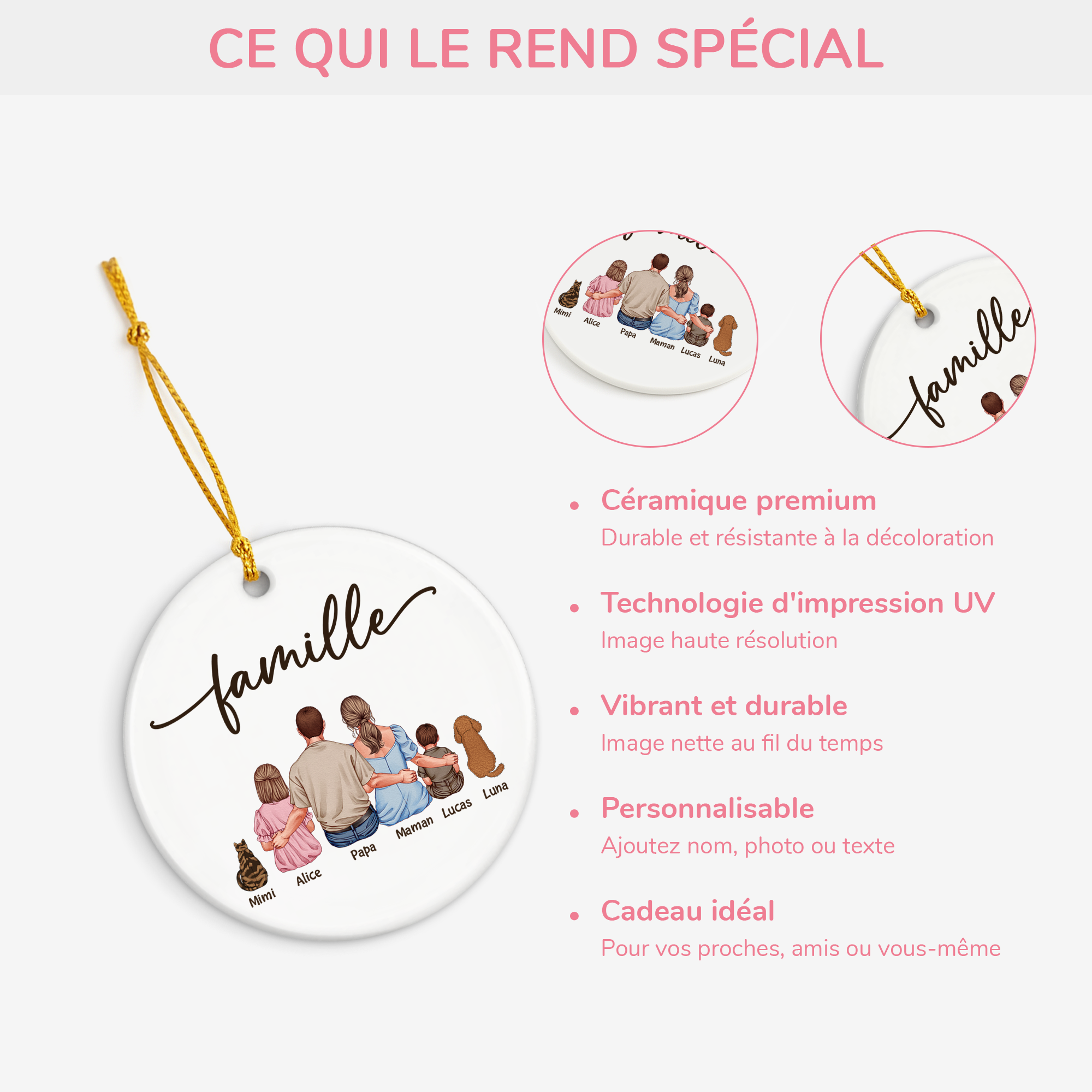 4130OFR4 ornement ceramique personnalise avec parents la famille vue de dos 4130o6t5i