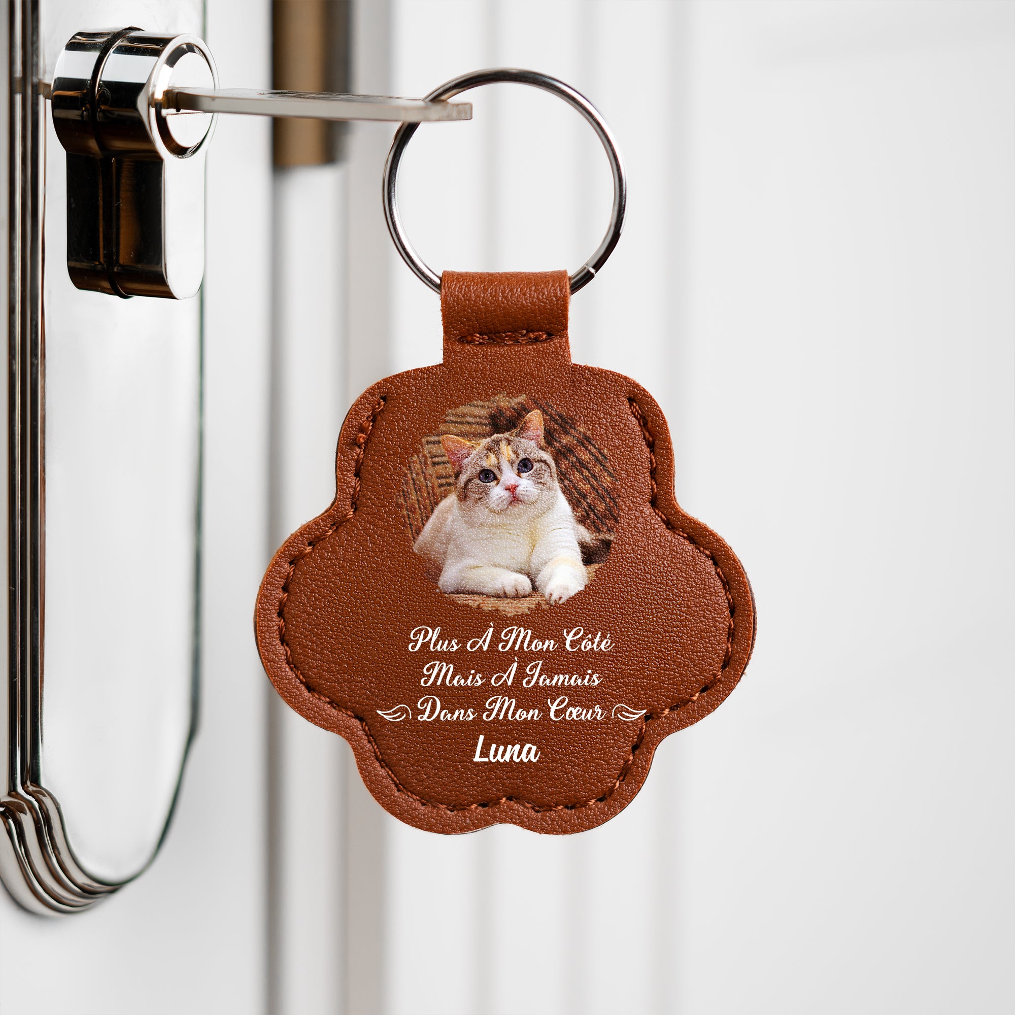 4135AFR2 porte cle avec poil de chien_ chat personnalise photo commemorative toujours dans mon coeur 4135aj6p5a