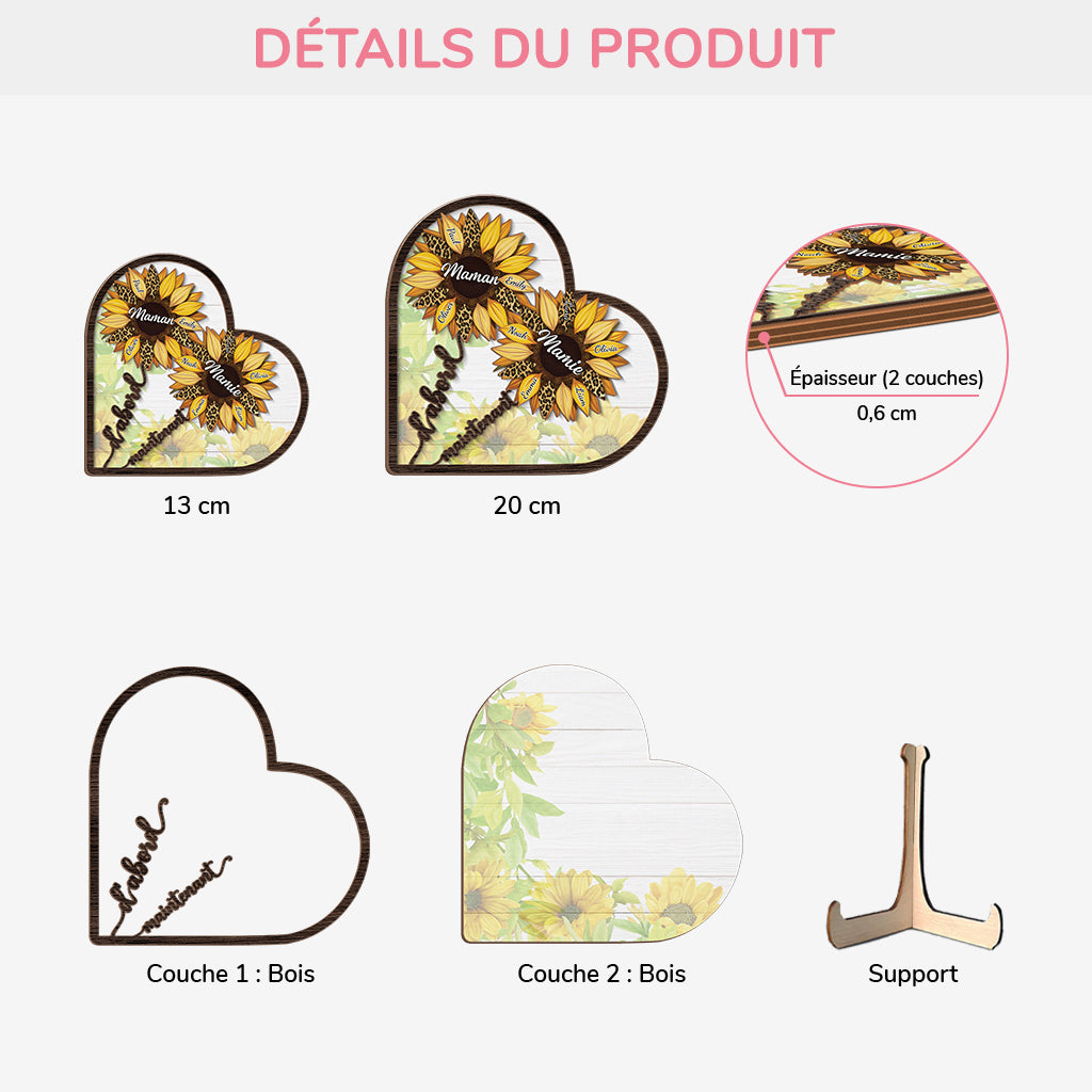 4177QFR3 plaque en bois personnalisee dabord maman maintenant mamie tournesol 4177qtl8a