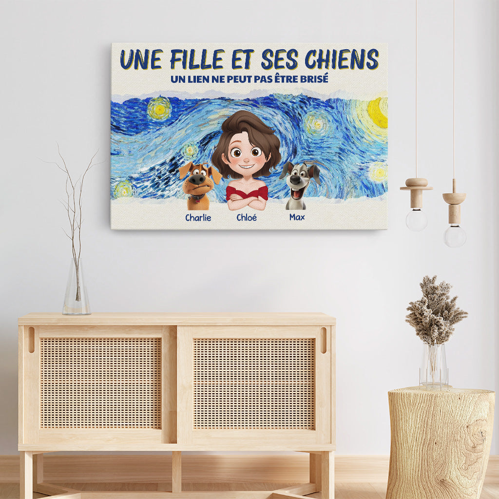 4180CFR3 toile personnalisable un garcon et ses chiens version van gogh 4180ctk5c