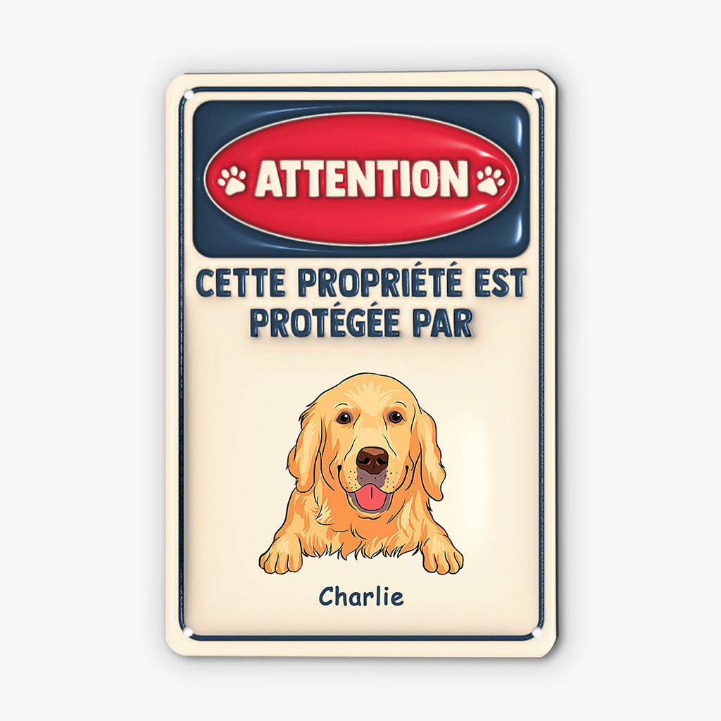 4181EFR1 plaque personnalisee 3d cette propriete est protegee par chien 4181etl0c