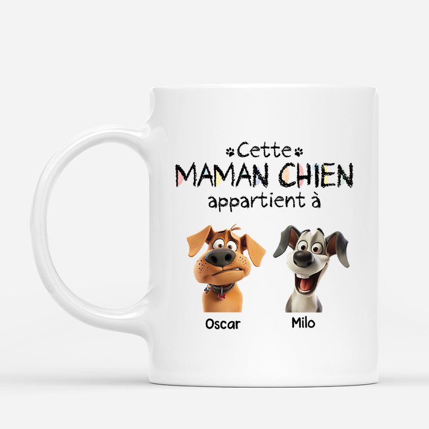 4222MFR1 mug personnalise ce papa cette maman chien appartient a design cartoon 4222m8q5c