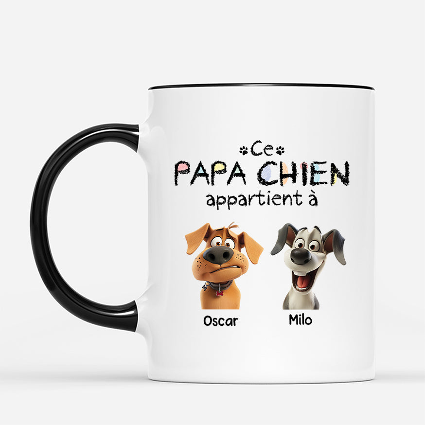 4222MFR2 mug personnalise ce papa cette maman chien appartient a design cartoon 4222m8q5c