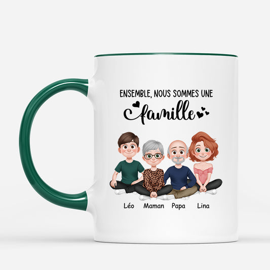 4236MFR2 mug personnalise ensemble nous formons une famille design cartoon 4236m3m0i