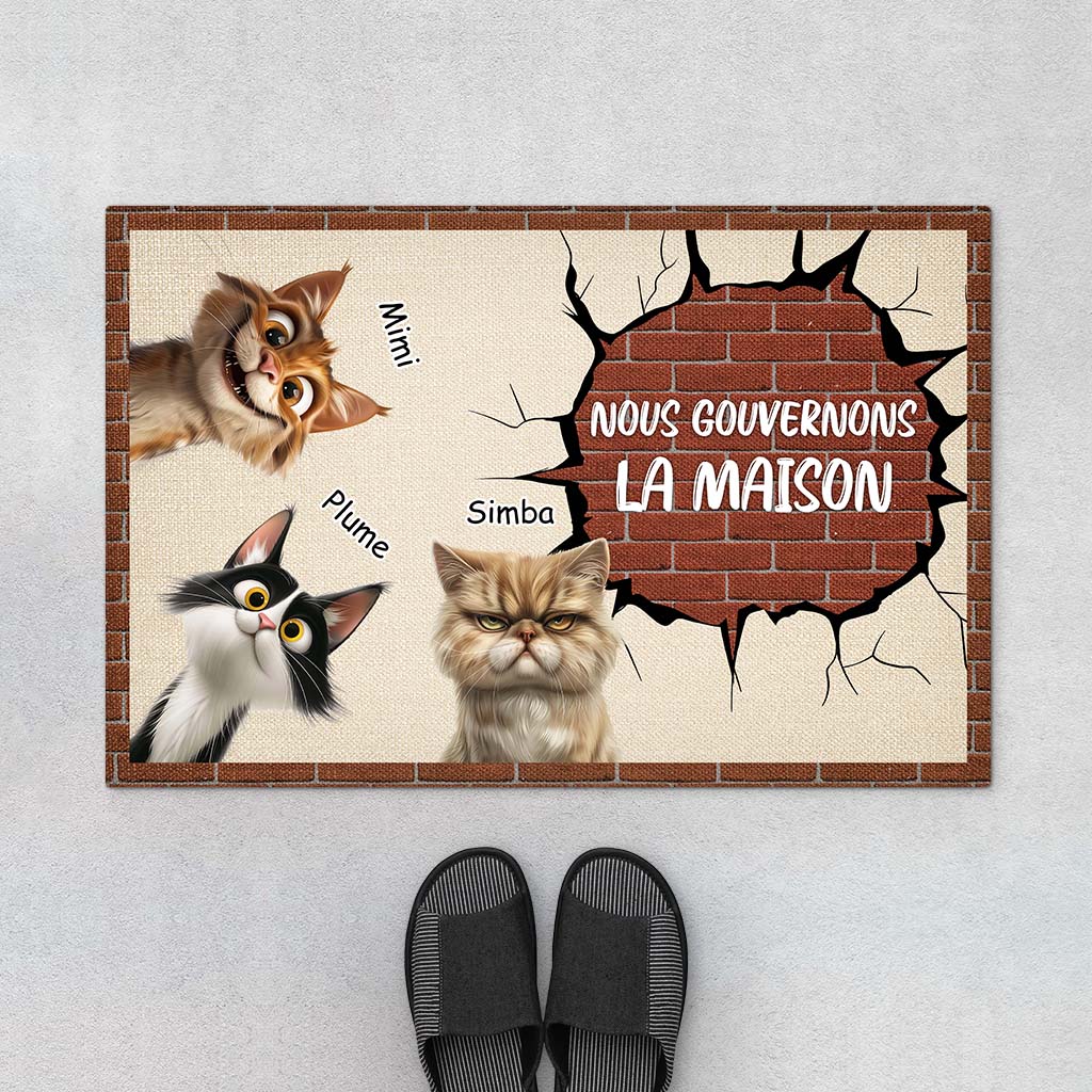 4264DFR1 mug chat personnalise nous gouvernons la maison mur en brique 4264dtt5d