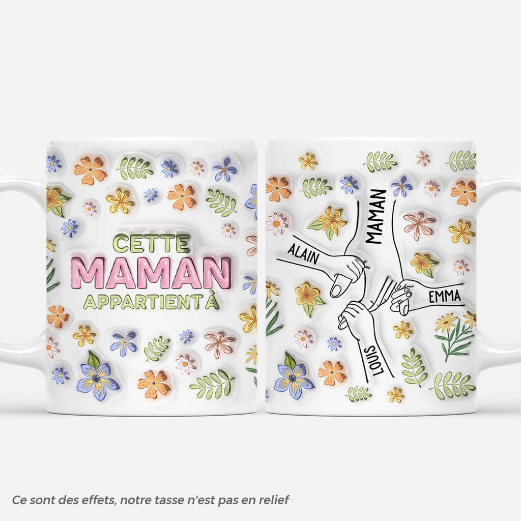 4274MFR1 effet dimpression 3d mug personnalise cette maman appartient a fleurs douces 4274m5h5a