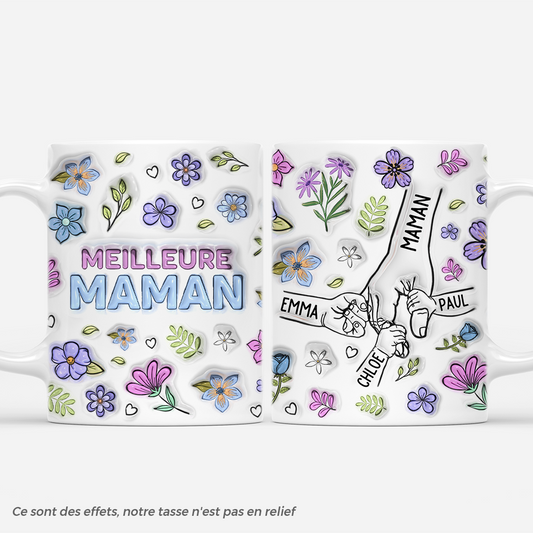 4276MFR1 effet dimpression 3d mug personnalise meilleure maman du monde fleur tendresse 4276mkh5a