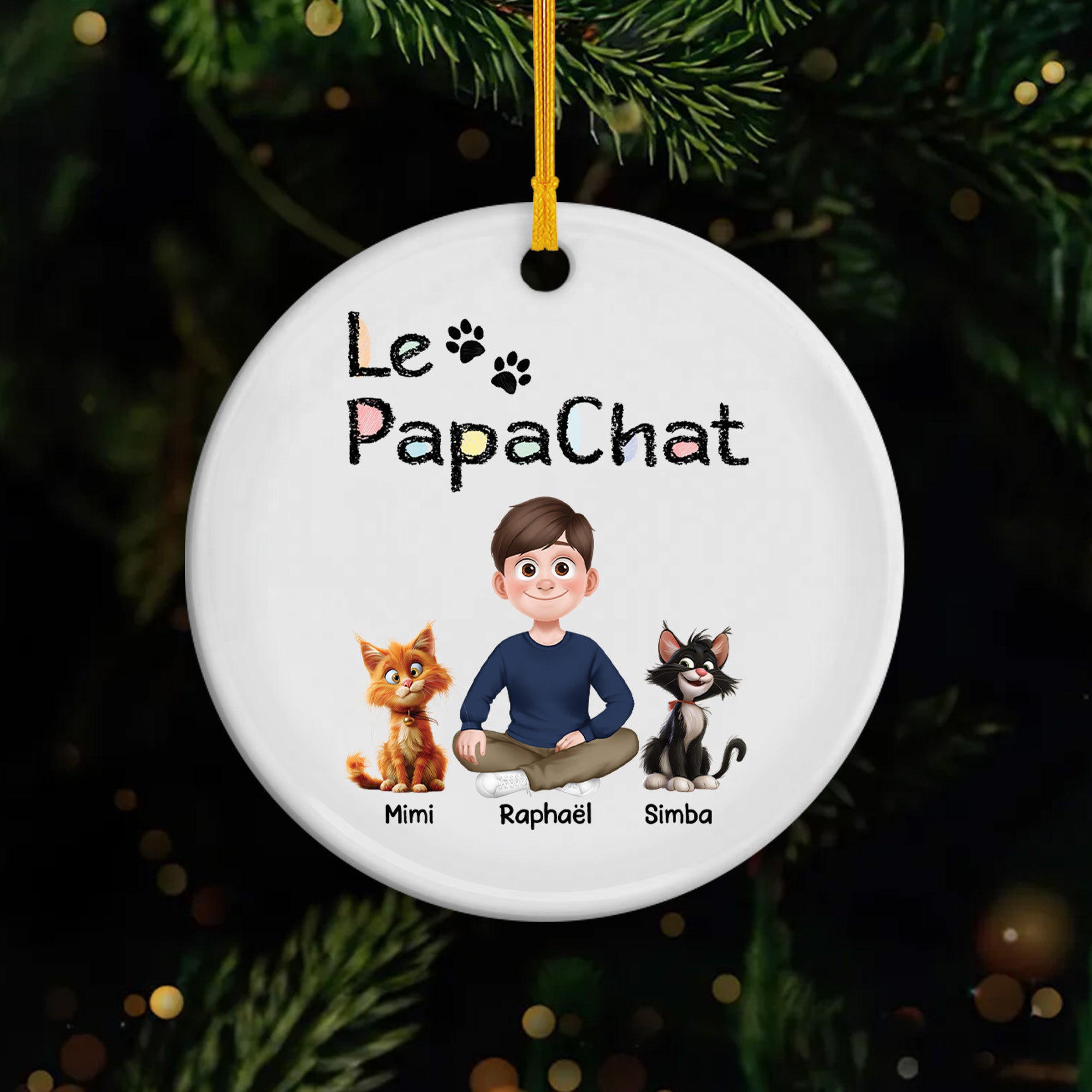 4298OFR1 ornement ceramique personnalise le papa chat design cartoon 4298o3l0d