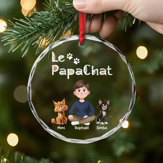 4298OFR2 ornement en verre personnalise la maman chat design cartoon 4298o3l0d