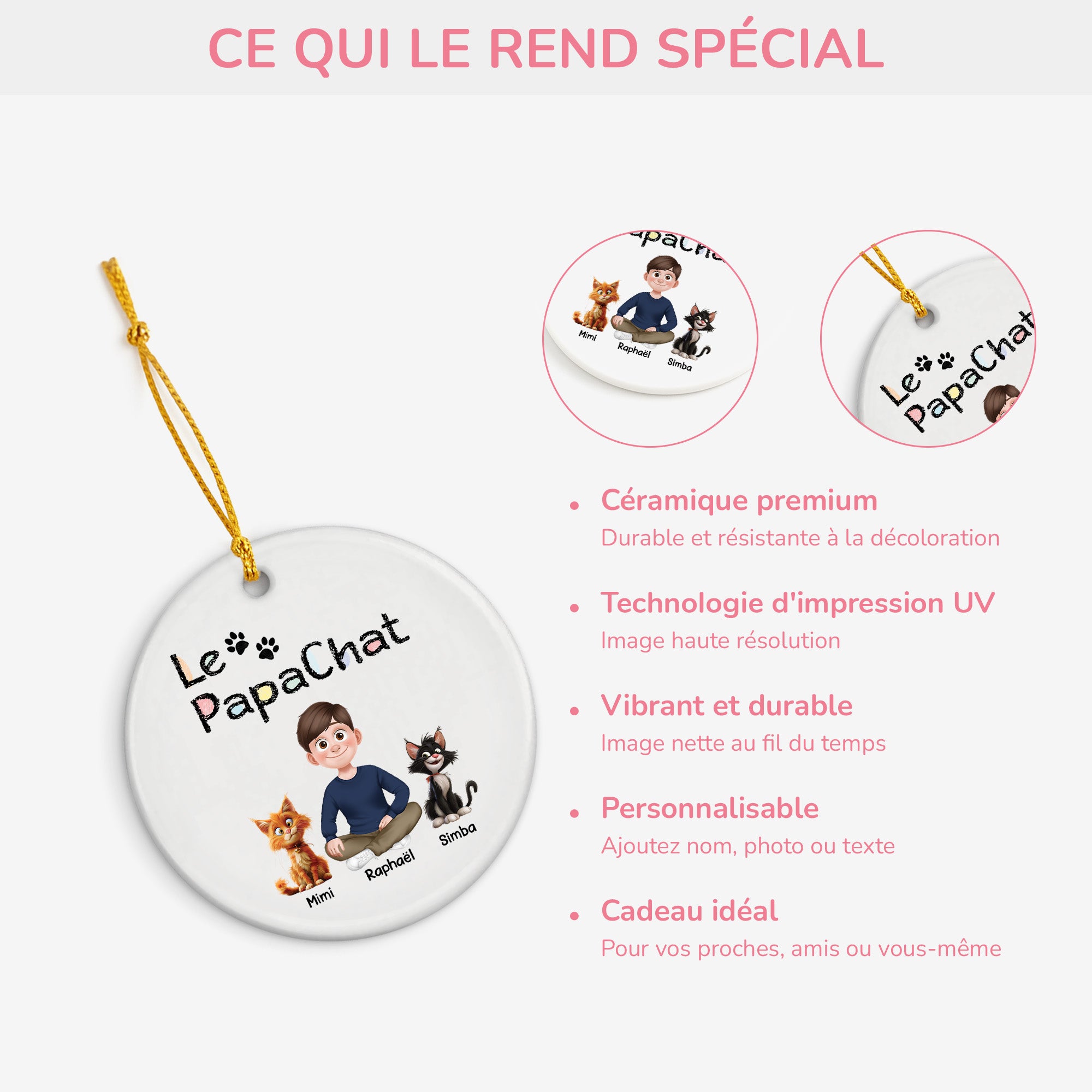 4298OFR4 ornement ceramique personnalise le papa chat design cartoon 4298o3l0d