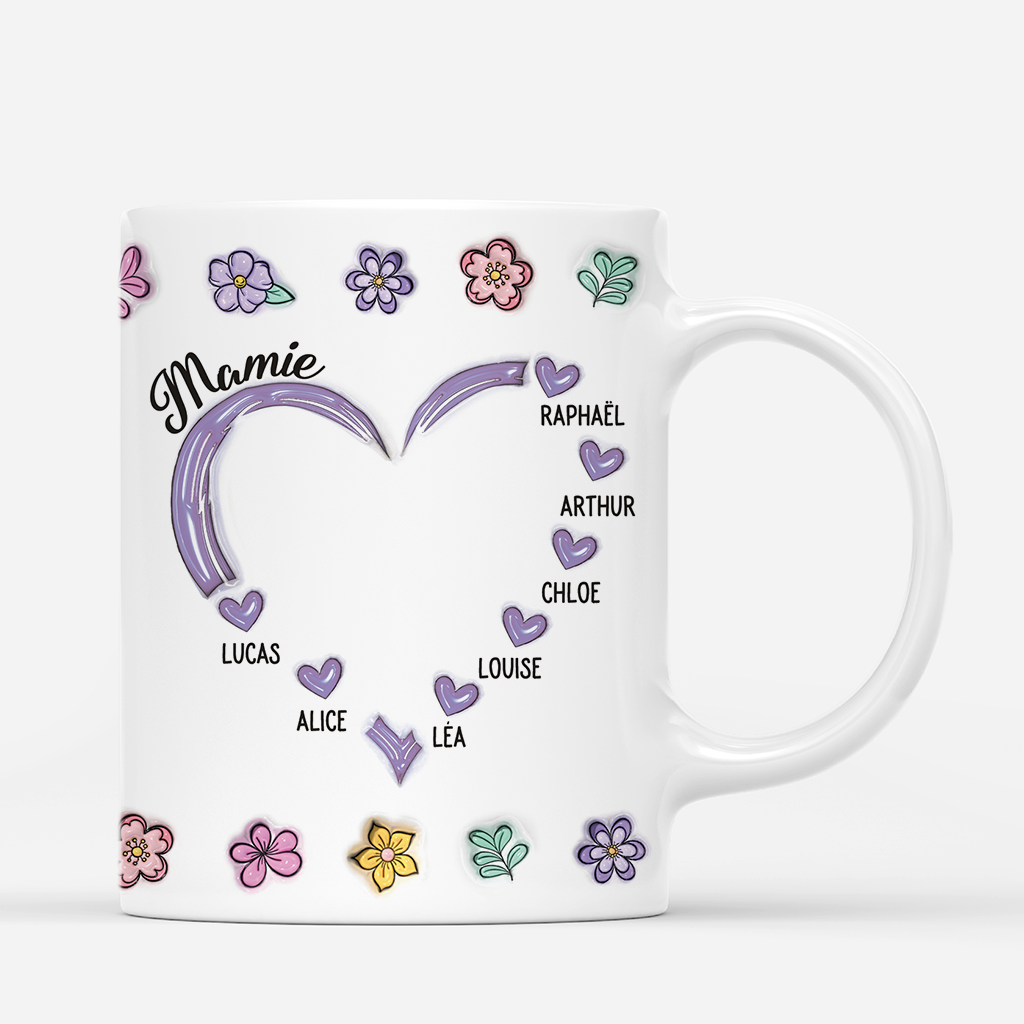 4304MFR3 effet dimpression 3d mug personnalise maman coeur avec fleurs 4304m