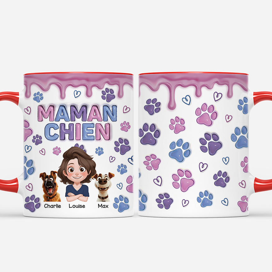 4305MFR2 effet dimpression 3d mug personnalise maman chien version rose bleu 4305m5k0c
