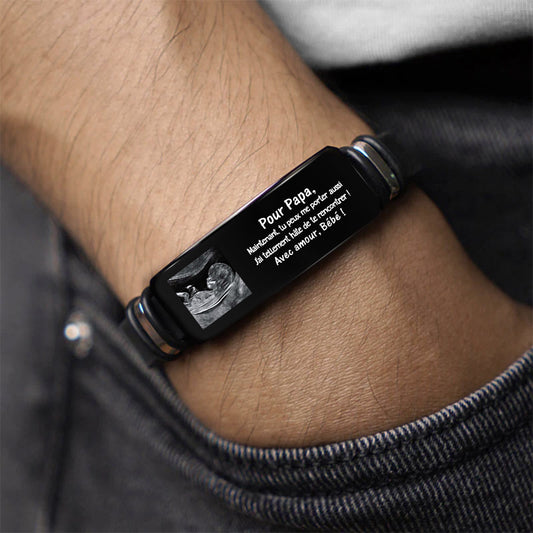 4309JFR2 bracelet personnalise pour futur papa avec photo 4309j5t5b
