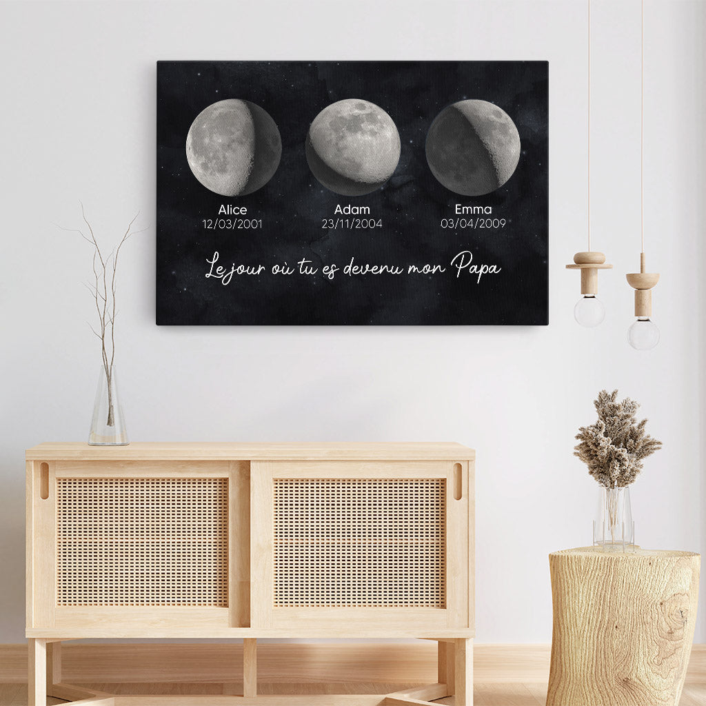 4312CFR3 toile personnalise maman et papa le jour special design lunaison 4312c6t5a