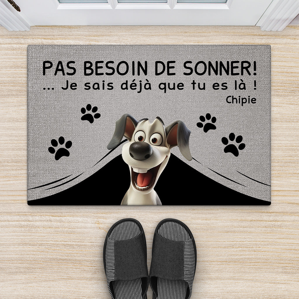 4334DFR2 paillasson chien personnalise pas besoin de frapper version vintage design cartoon 4334d8q5c