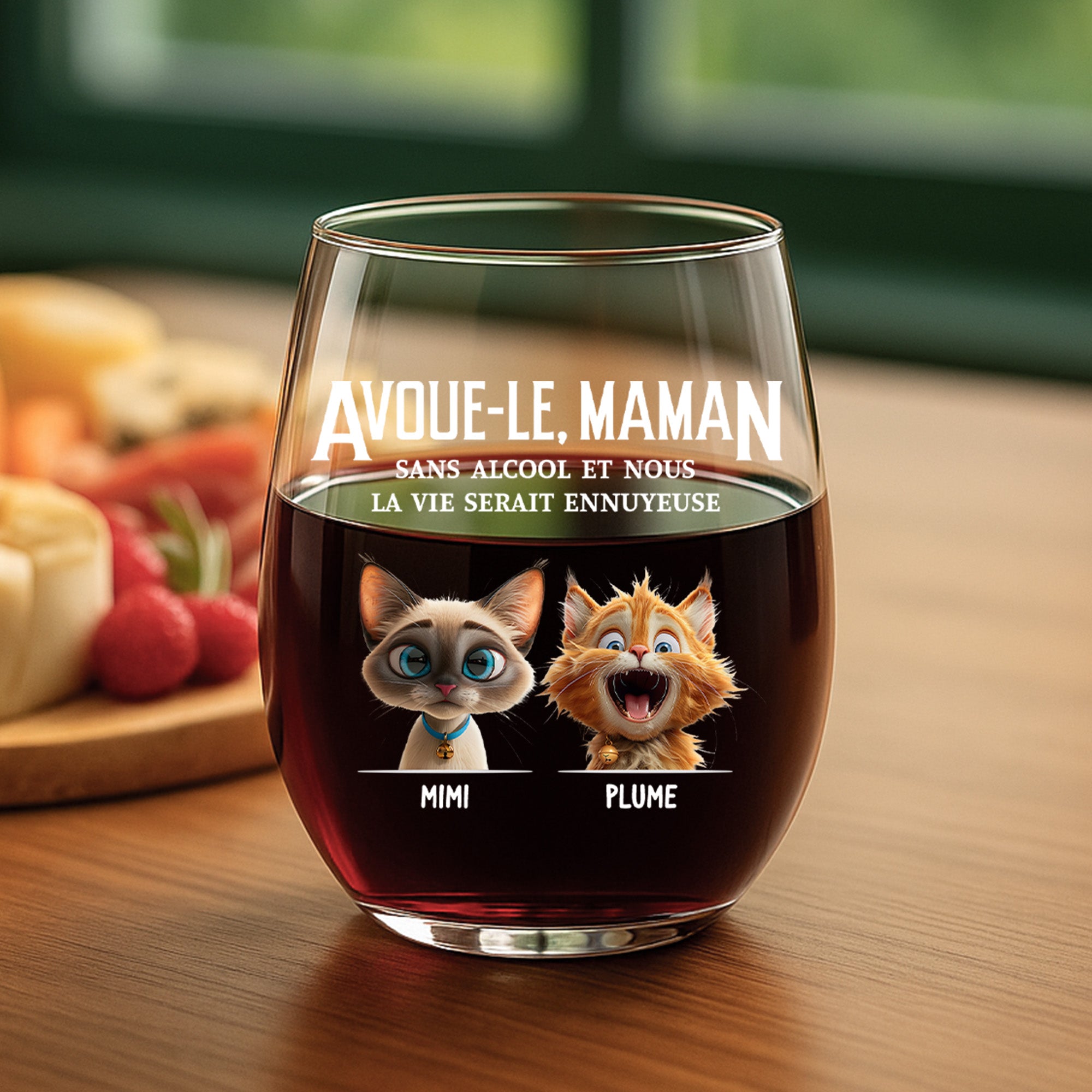 4351IFR2 verre a vin sans pied personnalise avoue le cadeau avec chats 4351ikmd