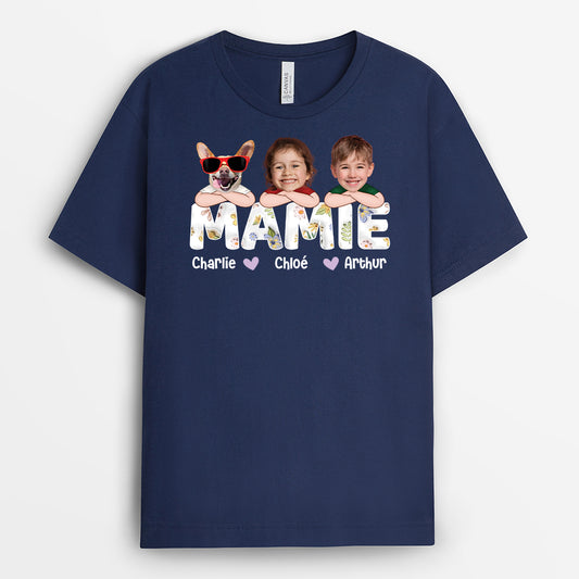 4352AFR2 t shirt maman personnalise maman avec visages et motifs fleuris 4352a6l8a