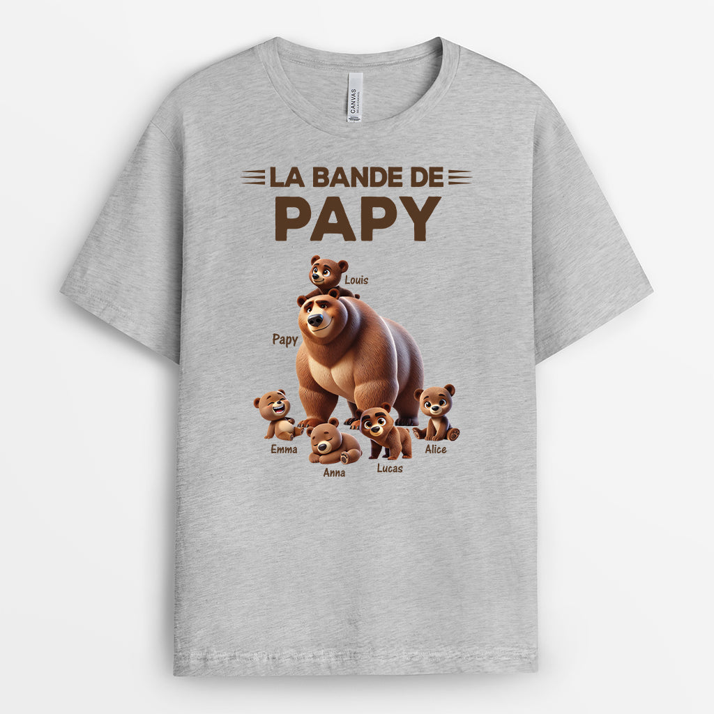 4364AFR2 t shirt personnalise la bande a maman ours design cartoon version blanc 4364a5m3a