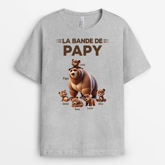 4364AFR2 t shirt personnalise la bande a maman ours design cartoon version blanc 4364a5m3a