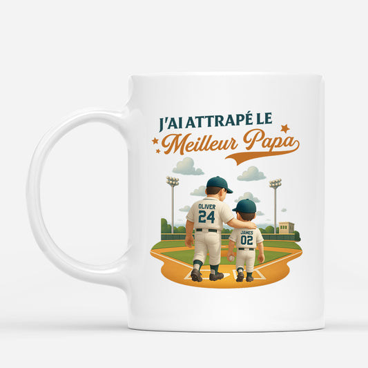 4370MFR1 mug personnalise jai attrape le meilleur papa base ball design cartoon 4370m5t3b