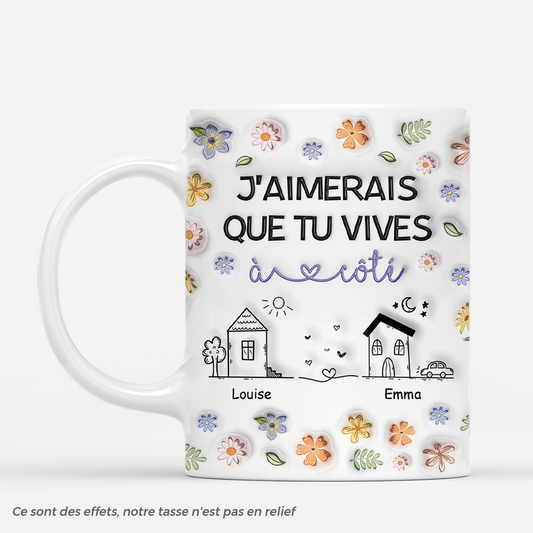 4377MFR1 effet dimpression 3d mug personnalise vivre a cote fleurs pastel 4377m