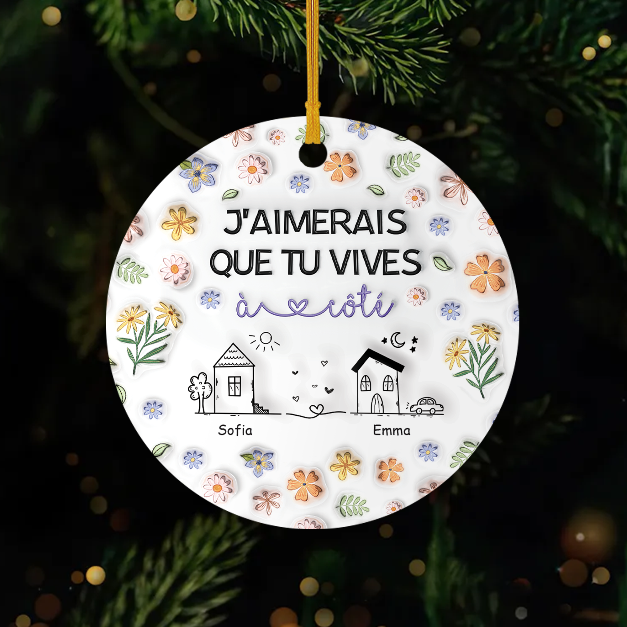 4377OFR1 effet dimpression 3d ornement ceramique personnalise jaimerais que tu habites a cote fleur 4377o3t5f