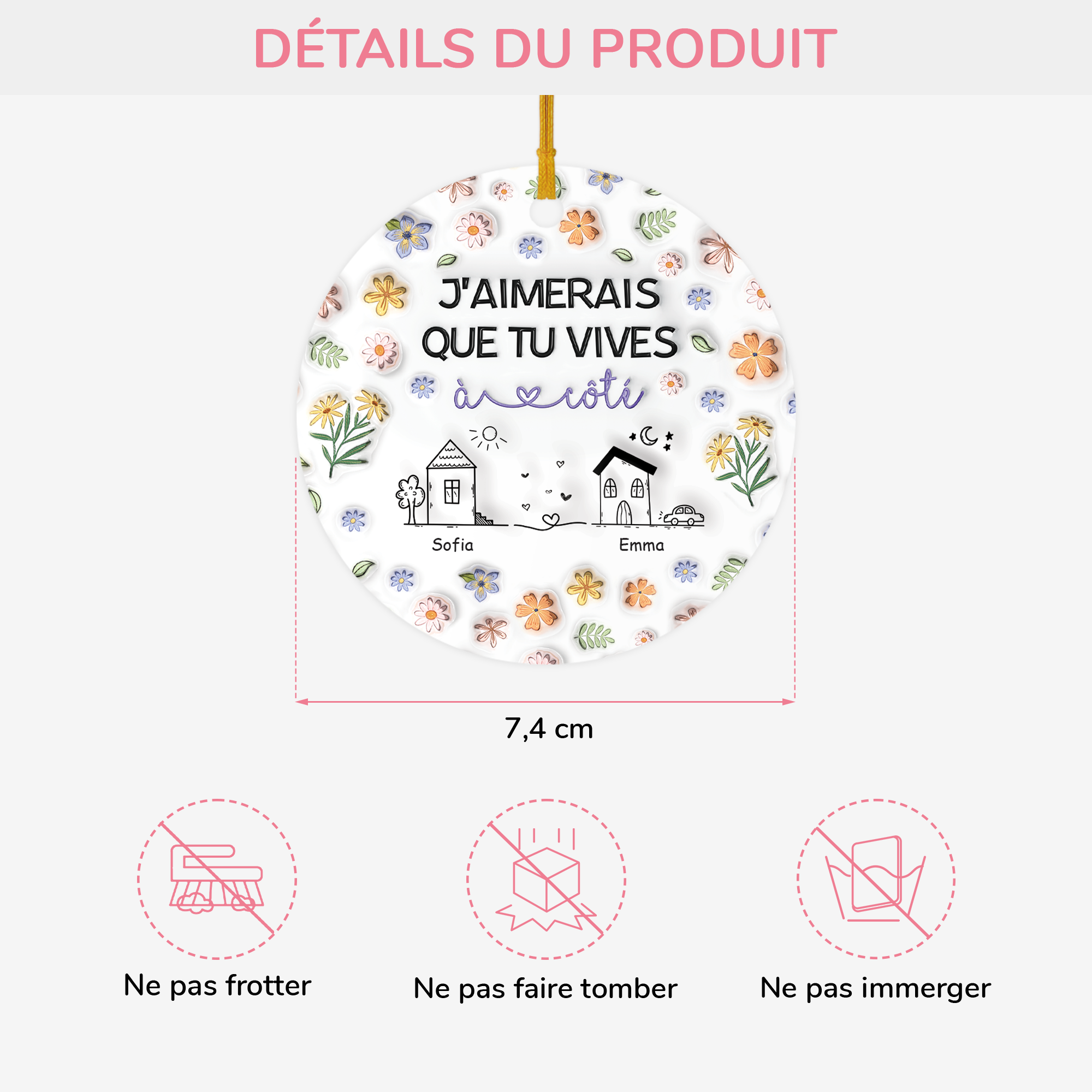 4377OFR3 effet dimpression 3d ornement ceramique personnalise jaimerais que tu habites a cote fleur 4377o3t5f