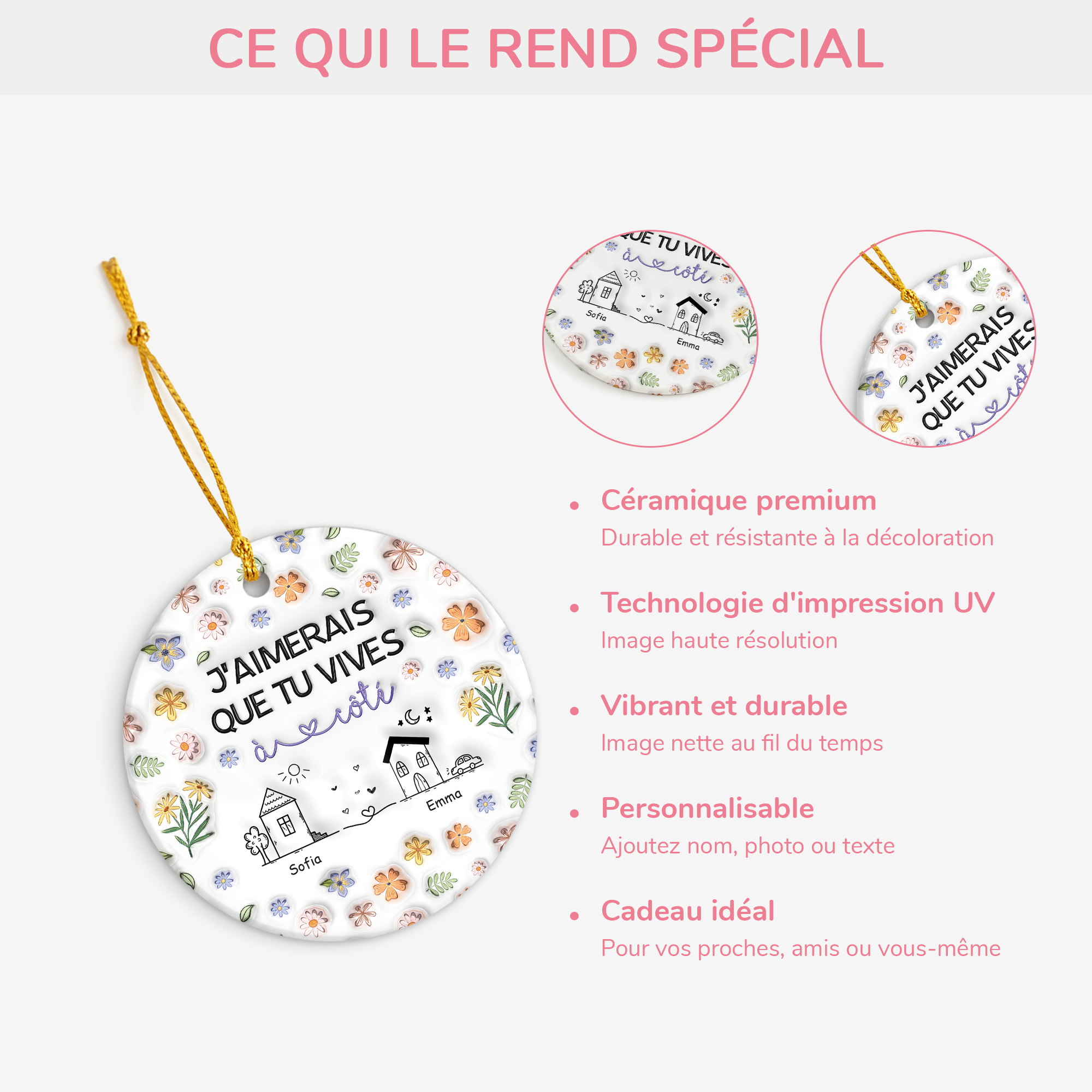 4377OFR4 effet dimpression 3d ornement ceramique personnalise jaimerais que tu habites a cote fleur 4377o3t5f