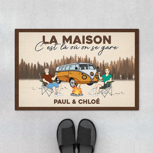 4385DFR1 paillasson couple personnalise la maison cest la ou on se gare 4385dtt8g