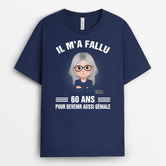 4397AFR2 t shirt femme personnalise il ma fallu 30 ans design cartoon 4397akh0a