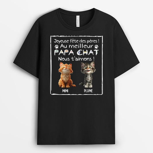 4419AFR1 t shirt chat personnalise joyeuse fete des peres couleur fonce 4419akm5d