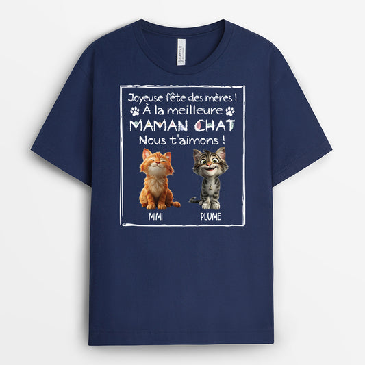 4419AFR2 t shirt chat personnalise joyeuse fete des peres couleur fonce 4419akm5d