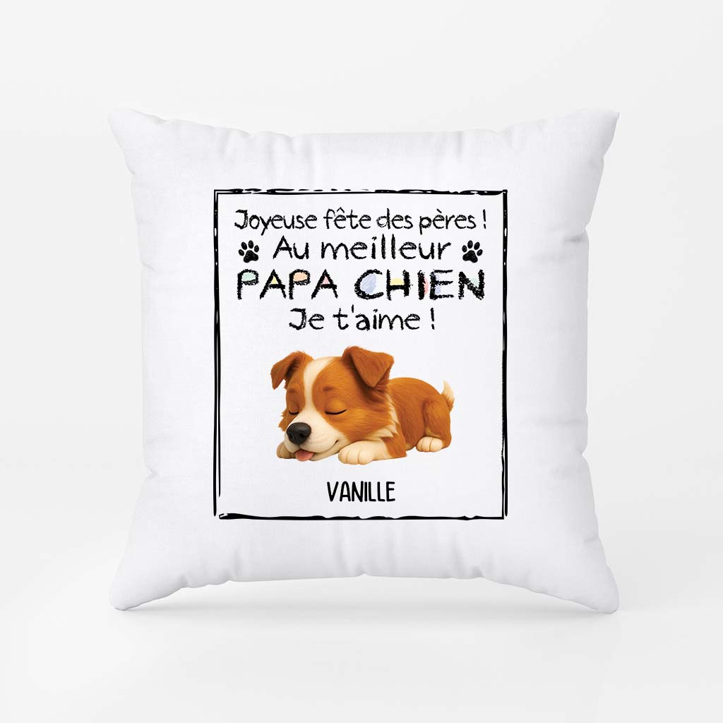 4419PFR1 coussin personnalise chien joyeuse fete des peres 4419pkm5c