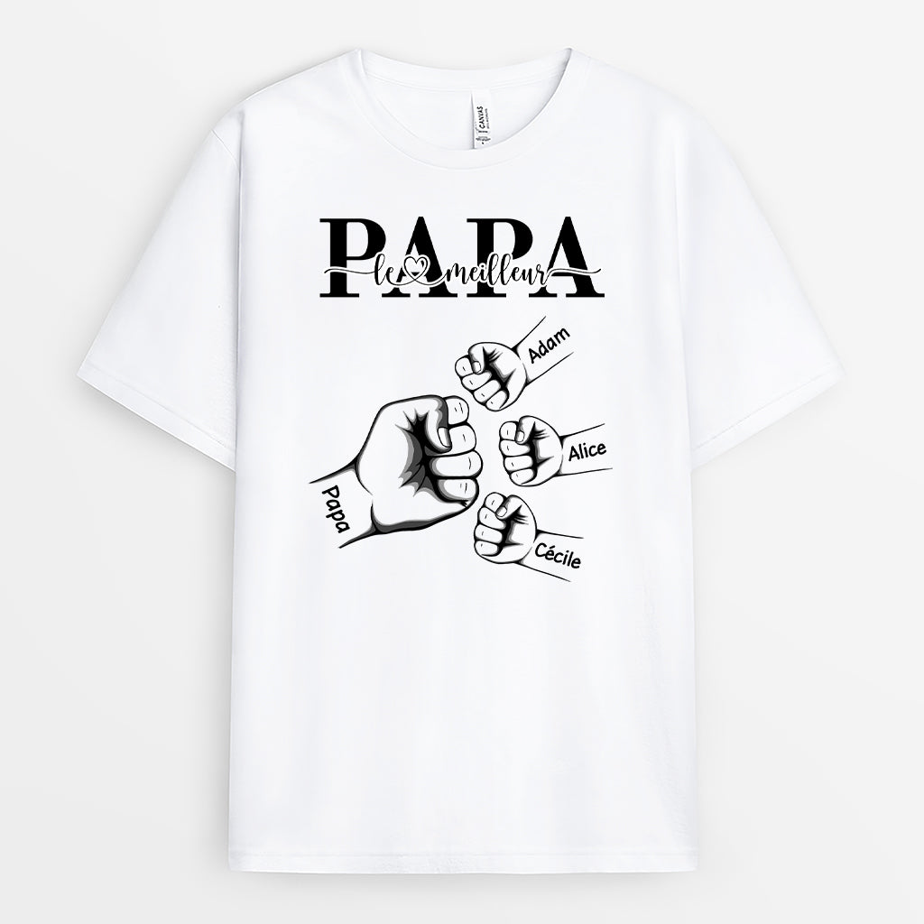 4423AFR1 tee shirt personnalise meilleur papa check main 4423a6q5b
