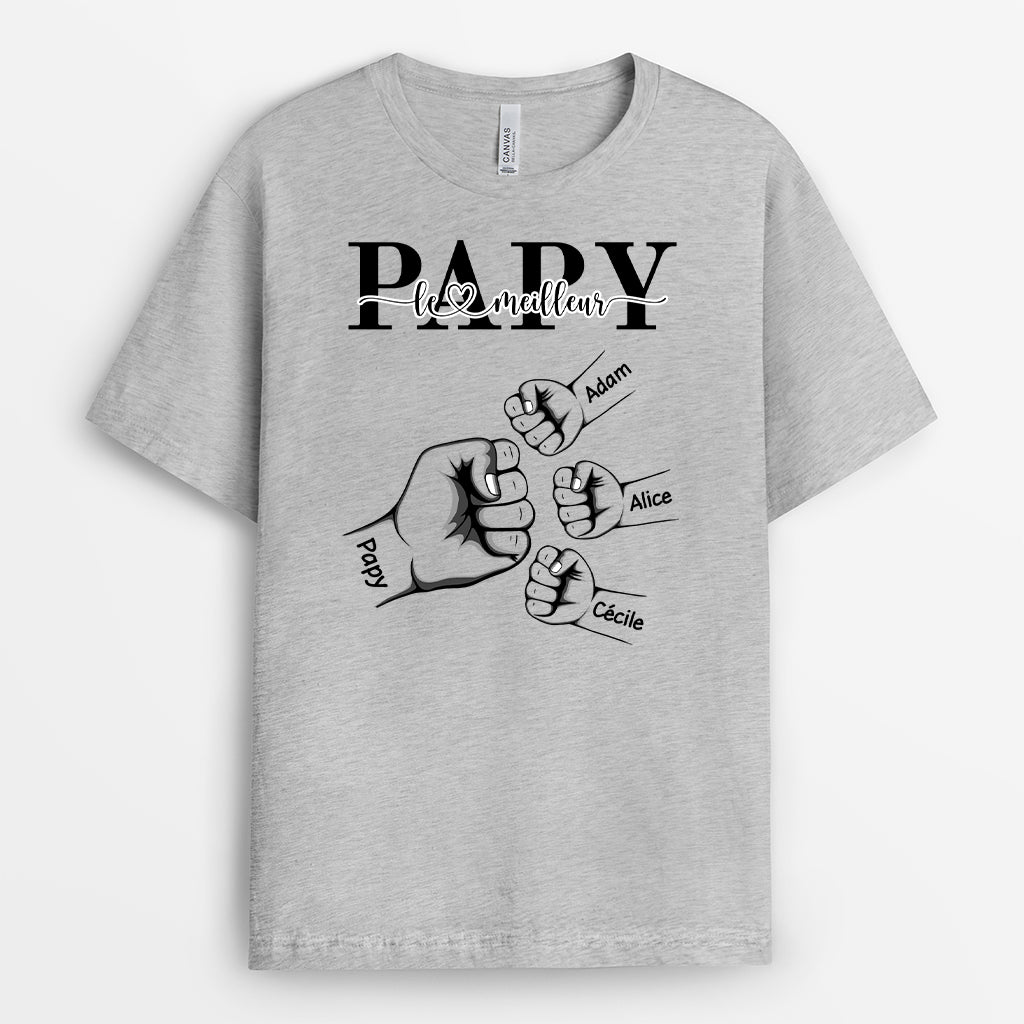 4423AFR2 tee shirt personnalise meilleur papa check main 4423a6q5b