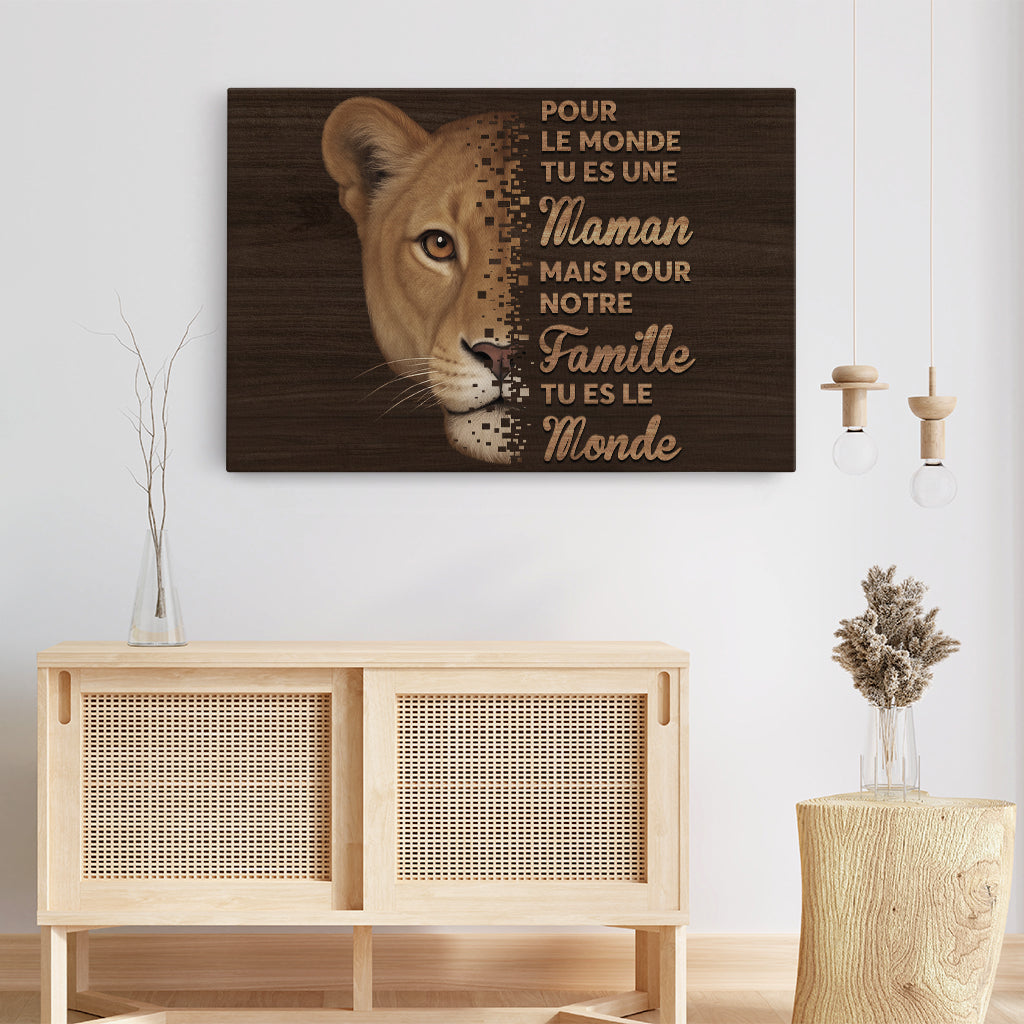 4434CFR3 toile personnalisable maman tu es le monde version lion 4434c6tna