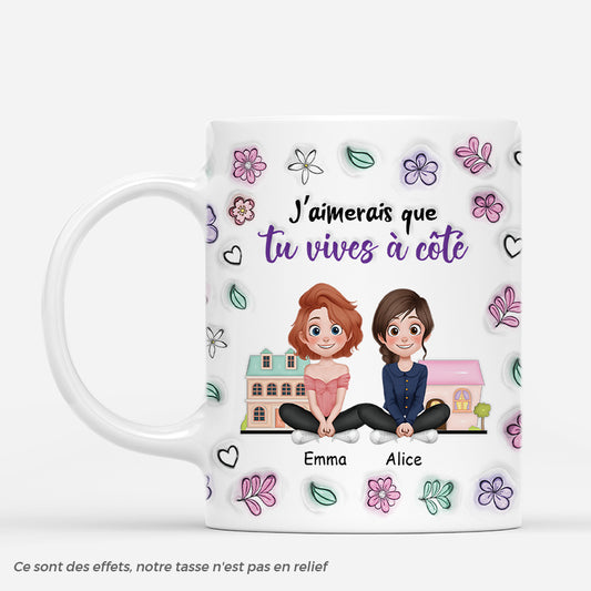 4440MFR1 effet dimpression 3d mug personnalise vivre a cote design cartoon et fleurs 4440m5q0f_2118ba0c 22ac 4bb2 9953 9c3ebe62a80b