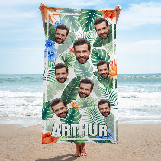 4461BFR2 visage rigolo serviette de plage personnalise femme 4461bkm5a