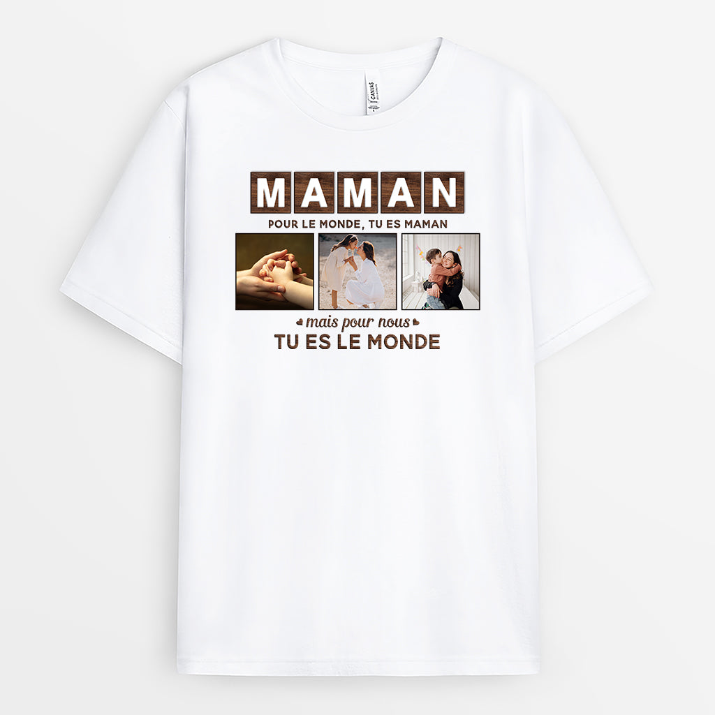 T-shirt Personnalisé Photo Pour Papa Tu Es Le Monde Cadeau Plus