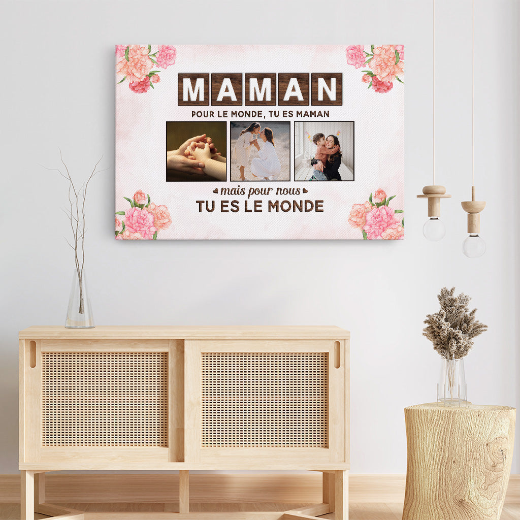 4472CFR3 toile maman personnalisee avec photo tu es le monde 4472c5l5a
