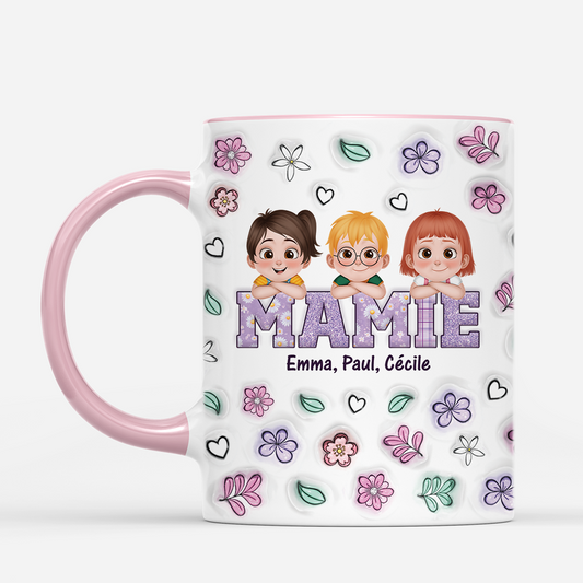 4490MFR2 effet dimpression 3d mug personnalise maman design cartoon floral 4490m