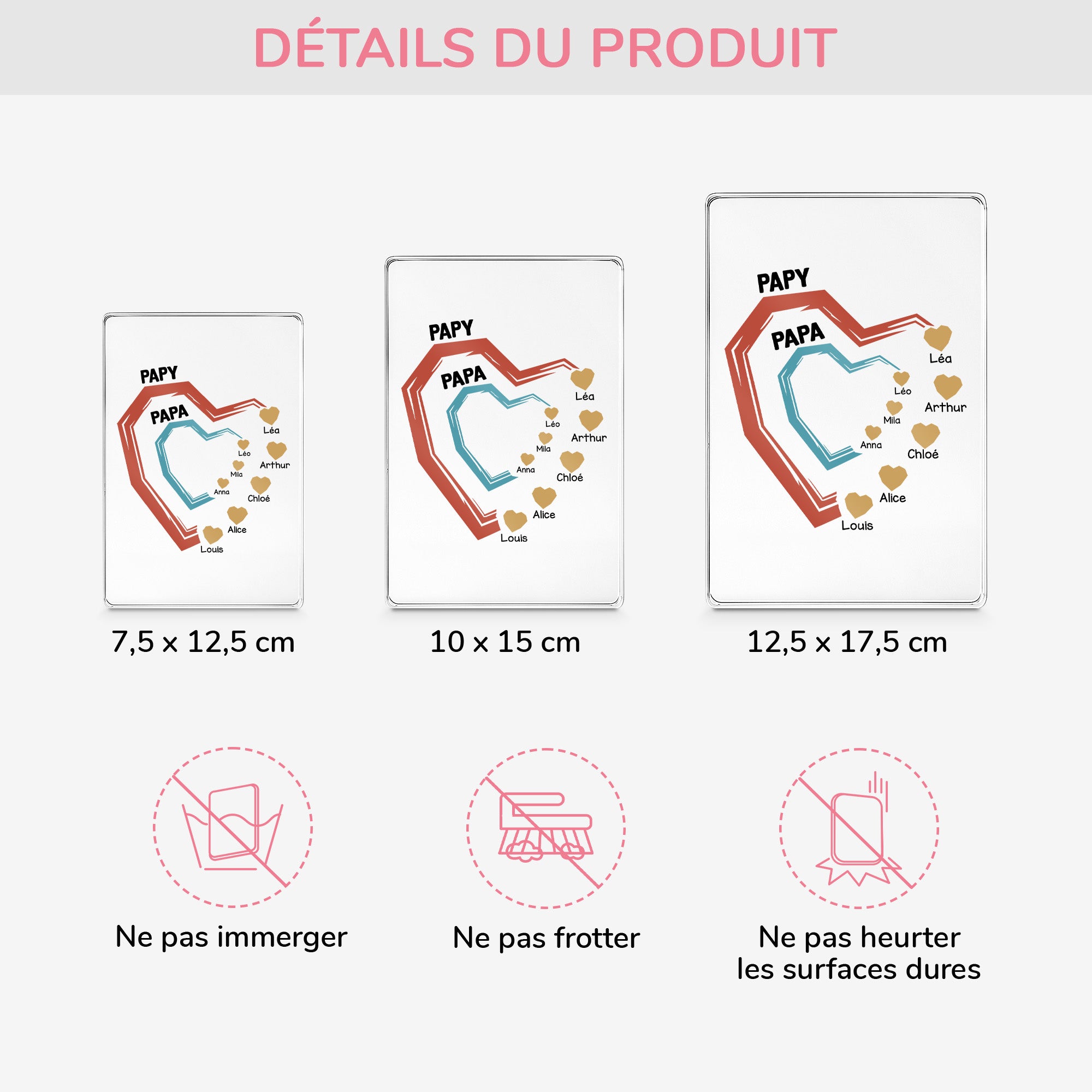 4492RFR3 plaque en acrylique personnalisee ses petits coeurs 4492rtmab