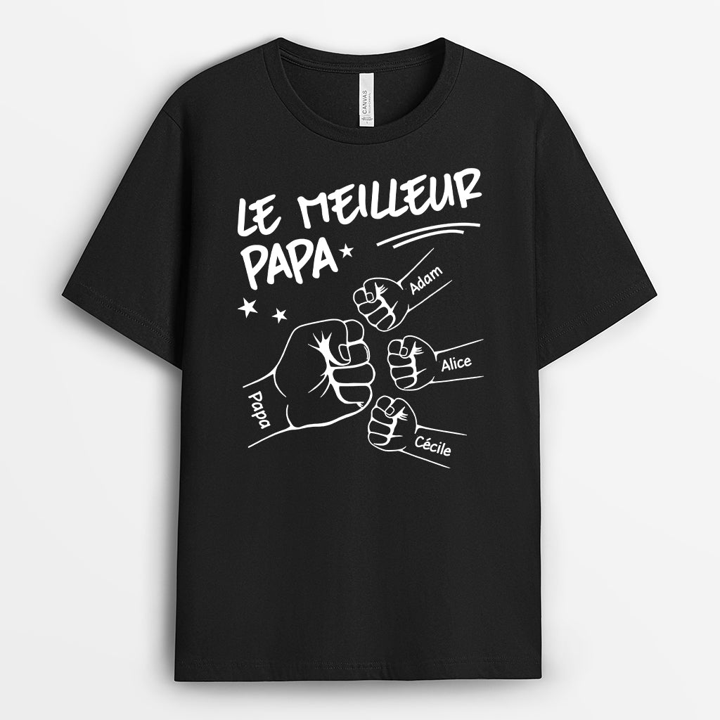 4493AFR1 t shirt personnalise le meilleur papa monochrome 4493a3q5b