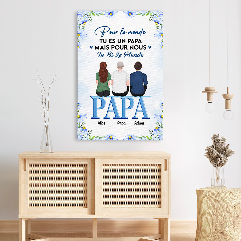 4516CFR3 toile personnalisee papa tu es le monde tourner les dos 4516c64mb