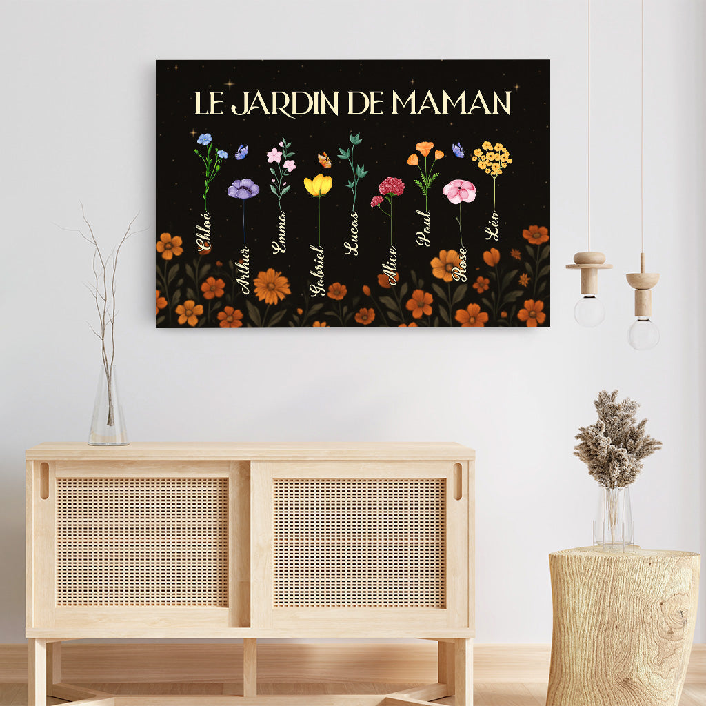 4530CFR3 toile personnalisee maman le jardin de maman version noir 4530c3qna