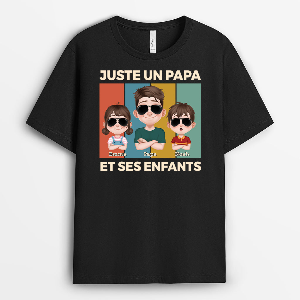 4536AFR1 t shirt personnalise papa et ses enfants design cartoon 4536a3q0b