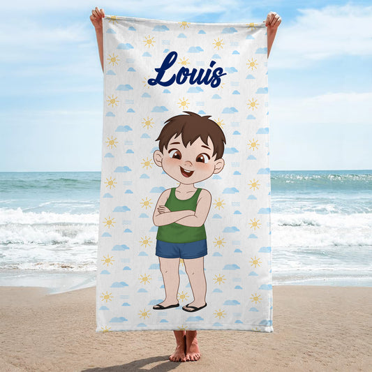 4537BFR2 serviette de plage personnalise pour enfant et nom 4537b5m0k